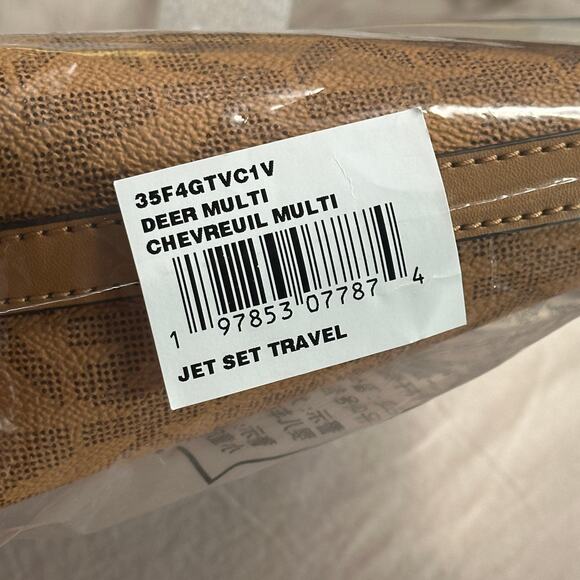 MICHAEL KORS Jet Set Small Two-Tone Logo MK Crossbody Bag In Deer Multi NWT - Picture 4 of 10